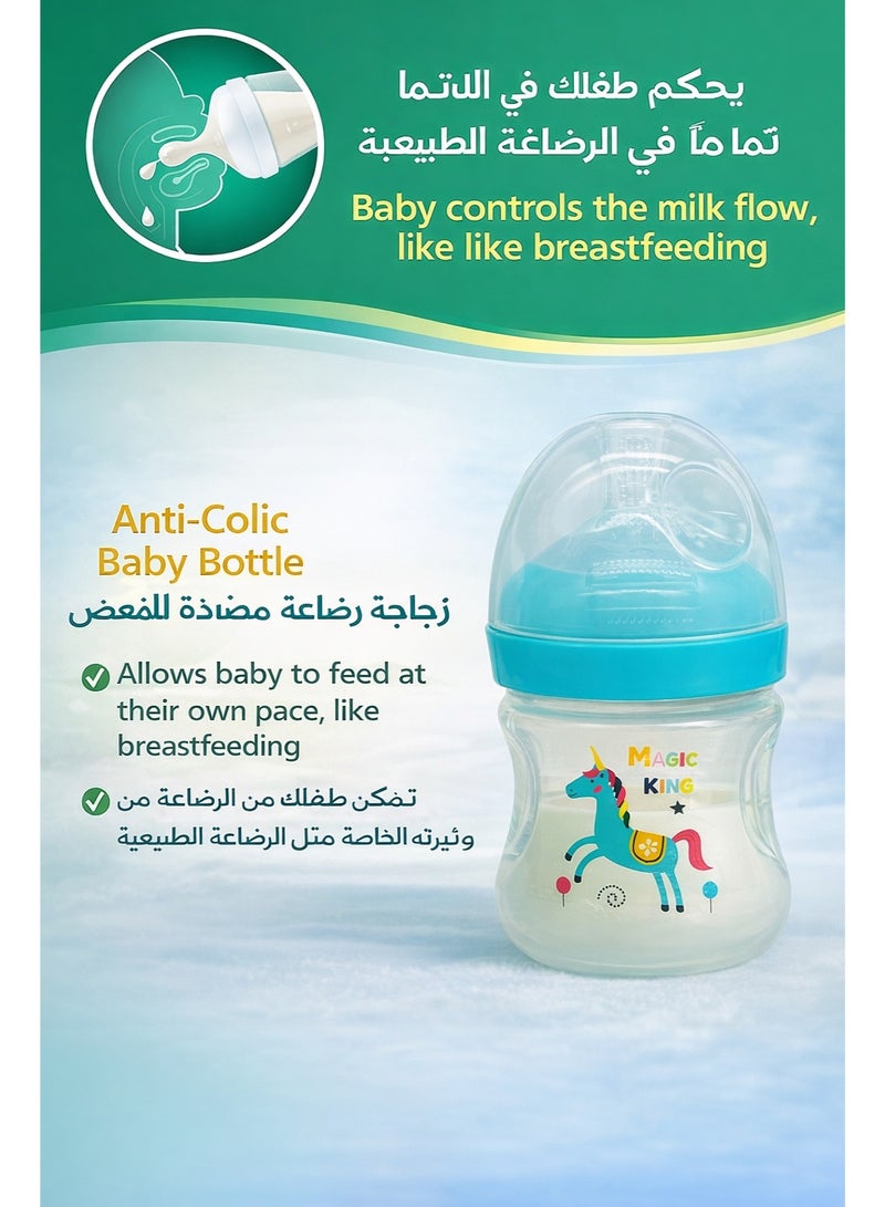 Momeasy عبوتان من زجاجات إرضاع الأطفال سعة 240 مل، صمام مضاد للمغص، حلمة سيليكون ناعمة تشبه حلمة الثدي، خالية من مادة BPA، مانعة للتسرب، عنق واسع، سهلة التنظيف، طقم زجاجات حليب للأطفال حديثي الولادة/الرضع - Image 2